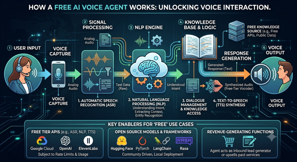 How Does a Free AI Voice Agent Work?